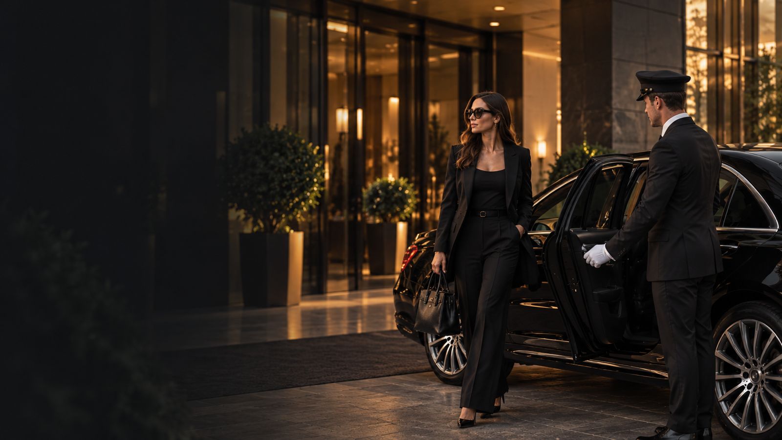 Guests arriving at a wedding from a line of RYDES cars