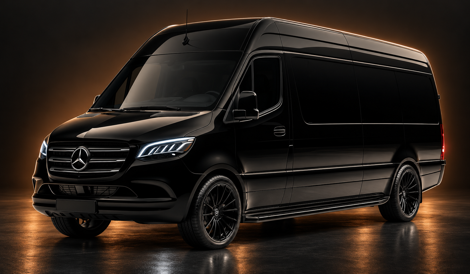 Black Mercedes Sprinter for RYDES Group class