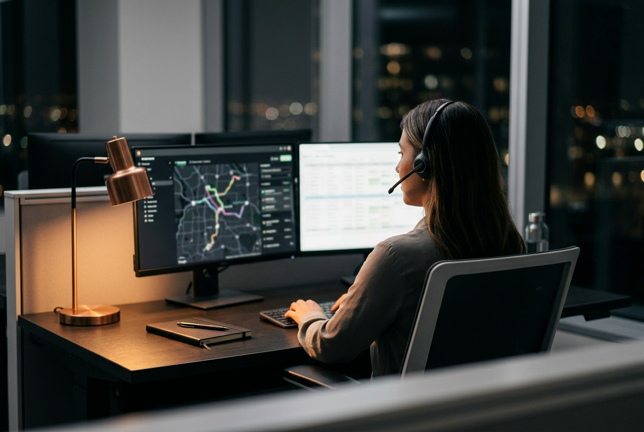 Dispatch support desk staffed at night